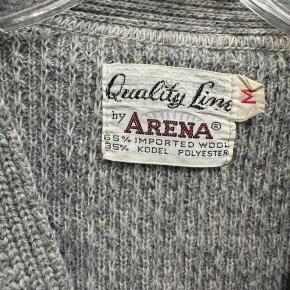 Vintage 50s Cardigan Kodel Polyester Quality Line By Arena Kurt Cobain Grey - Picture 2 of 15